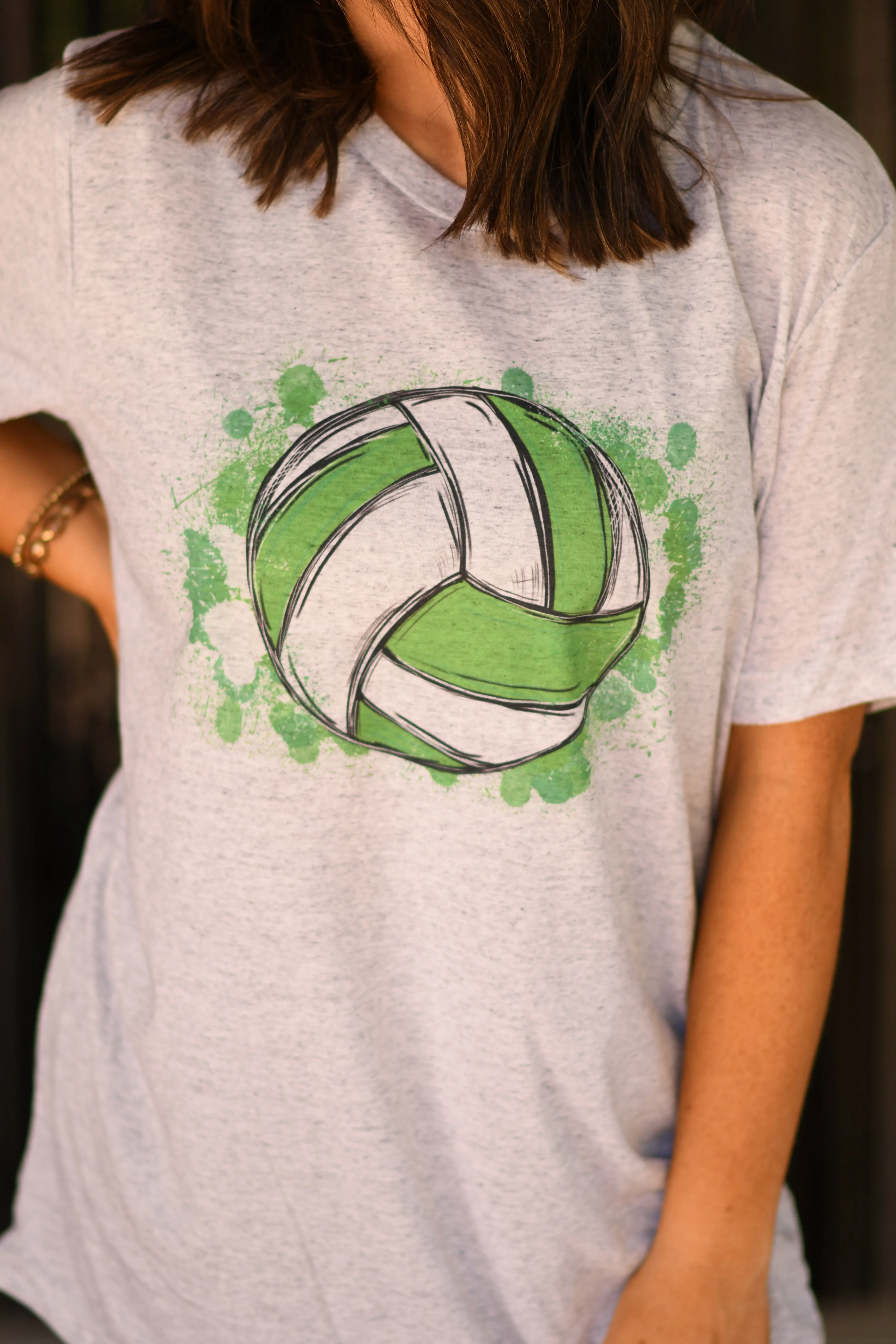 Green Volleyball Splatter Tee