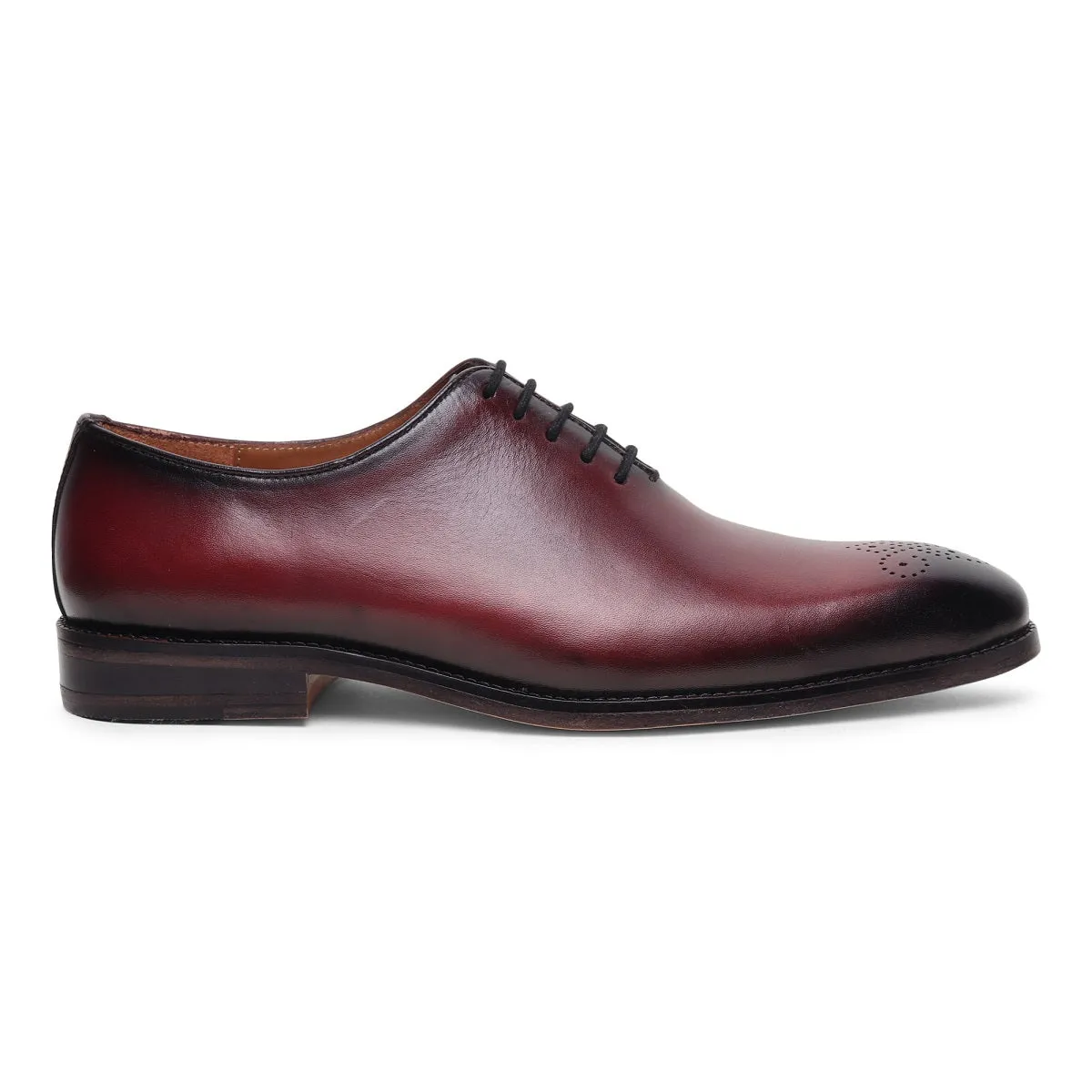 Hand Patina Wine Leather Sole Shoes