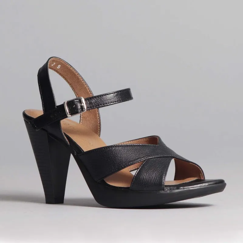 High Heel Slingback in Black - 12616