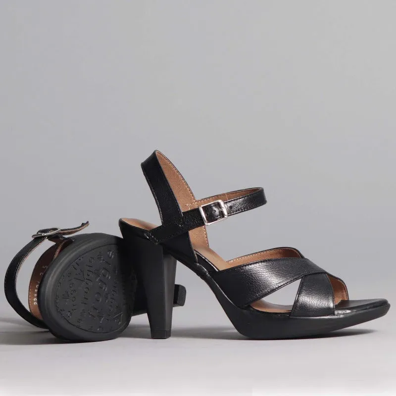 High Heel Slingback in Black - 12616