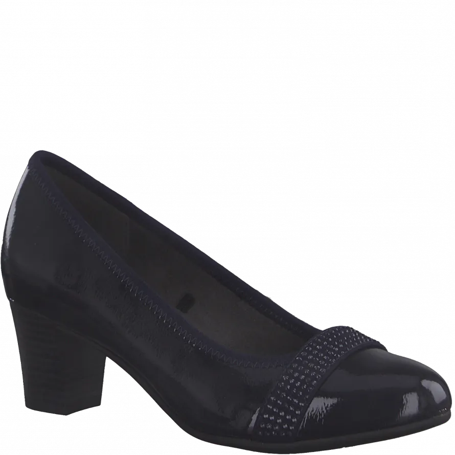 Jana Ladies Navy Patent Court Shoe 22464 844