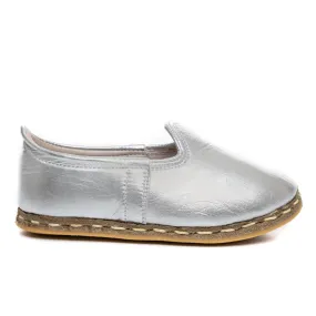 Kids Silver Leather Shoes