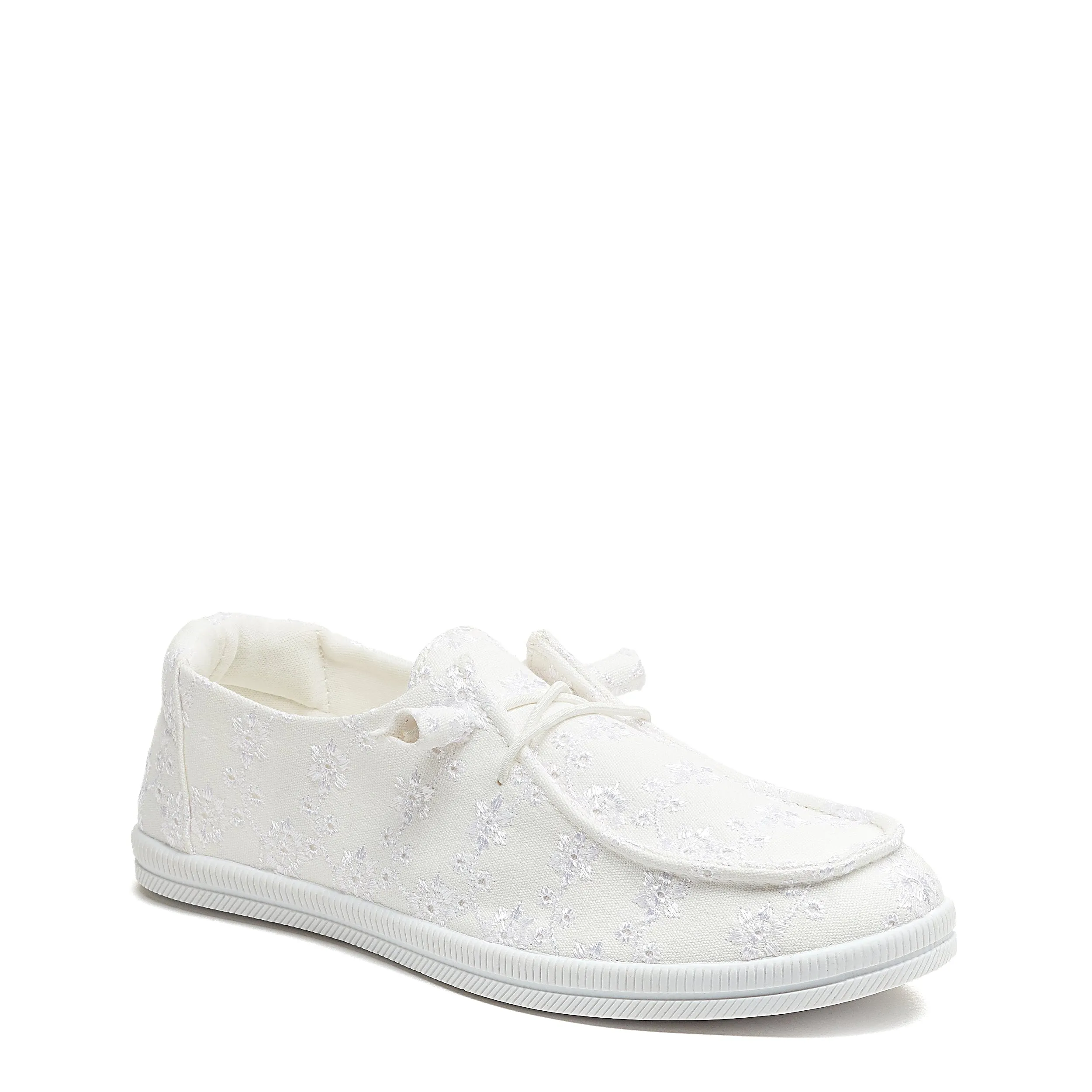 Mellow White Eyelet Slip-On Casual Shoes