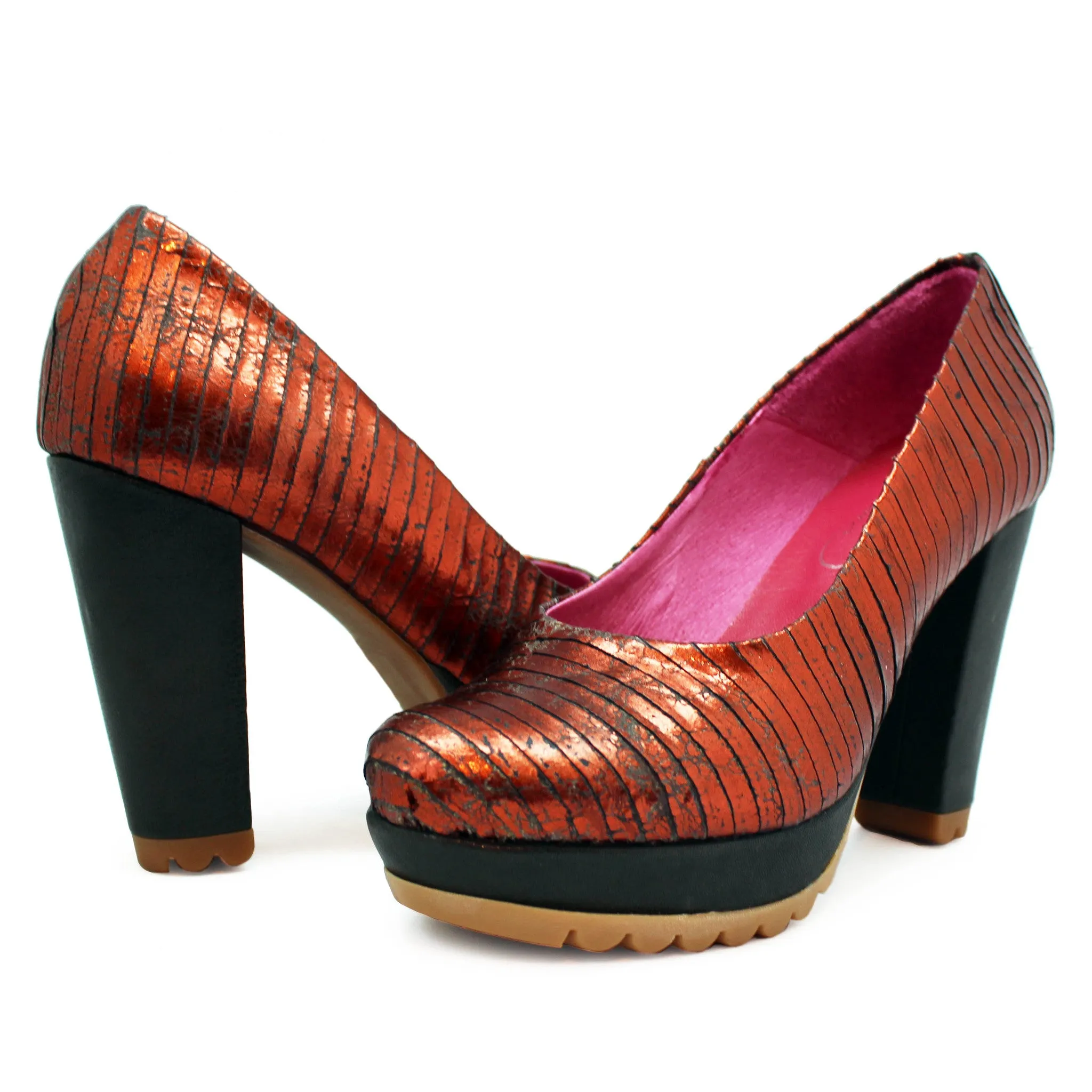 Pate - Copper Laser stripe platform shoe