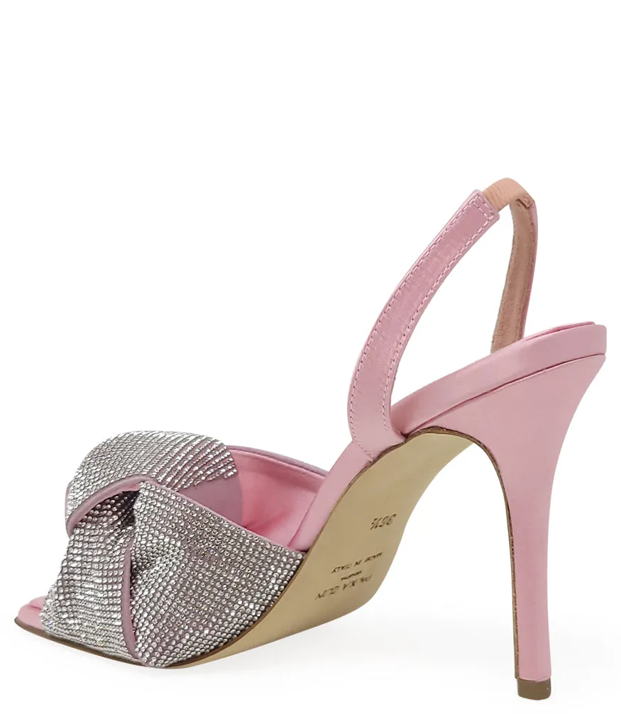 Pink Satin Leather High Heel Sandal