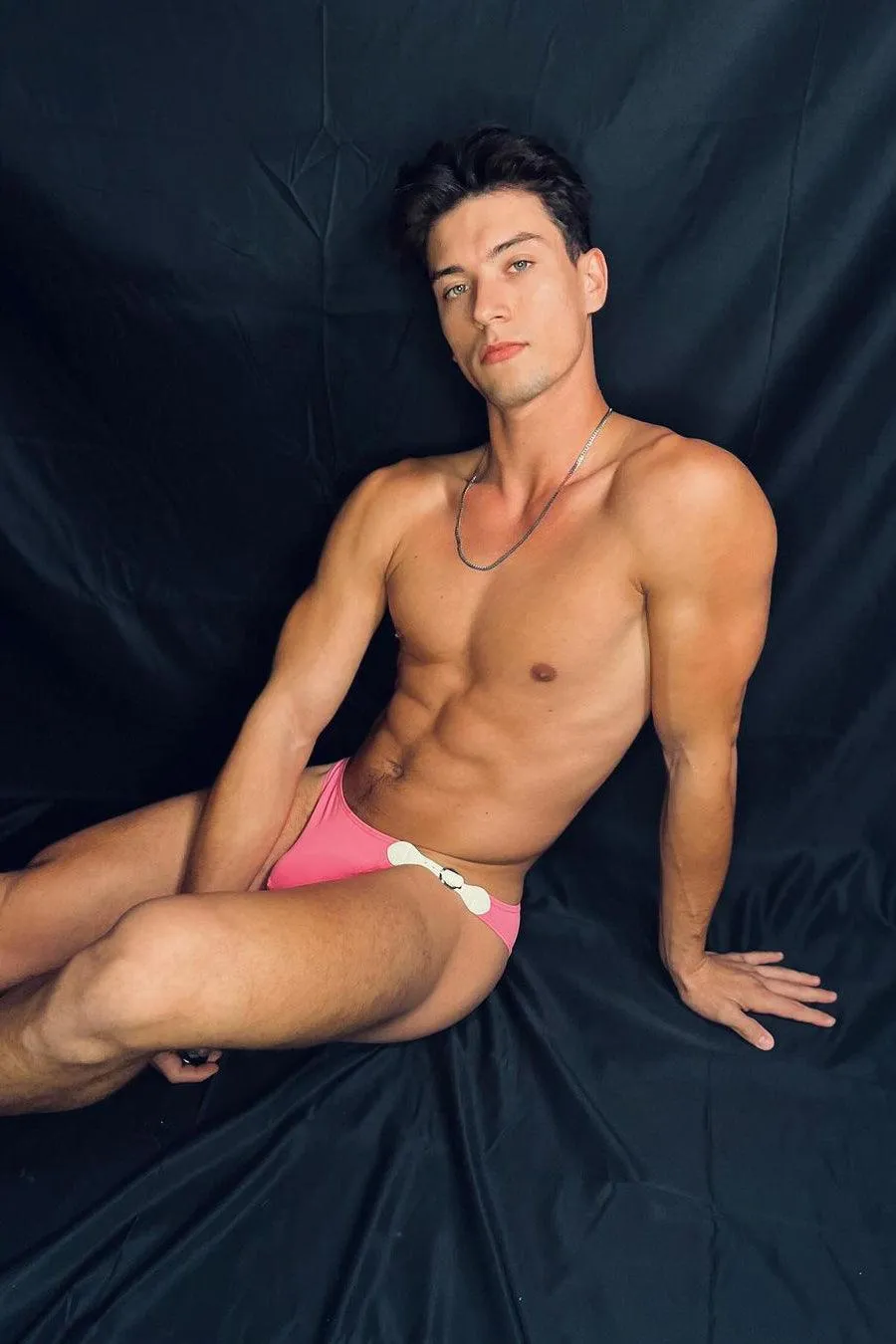 Renaissance Ultra Low Swim Briefs - Neon Pink w/ White Buckle