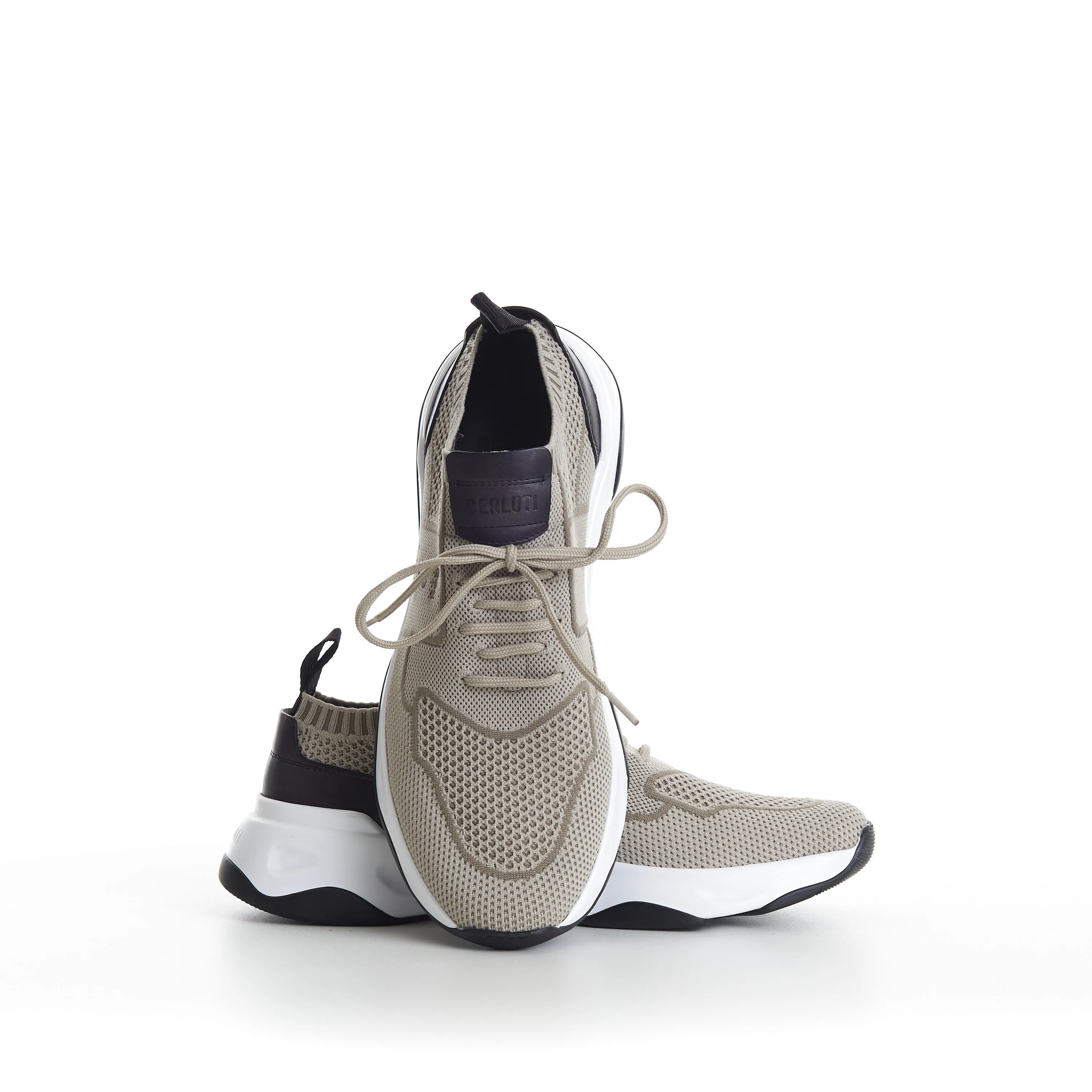 Sand Beige Shadow Low Top Sneaker - Technical Knit & Leather