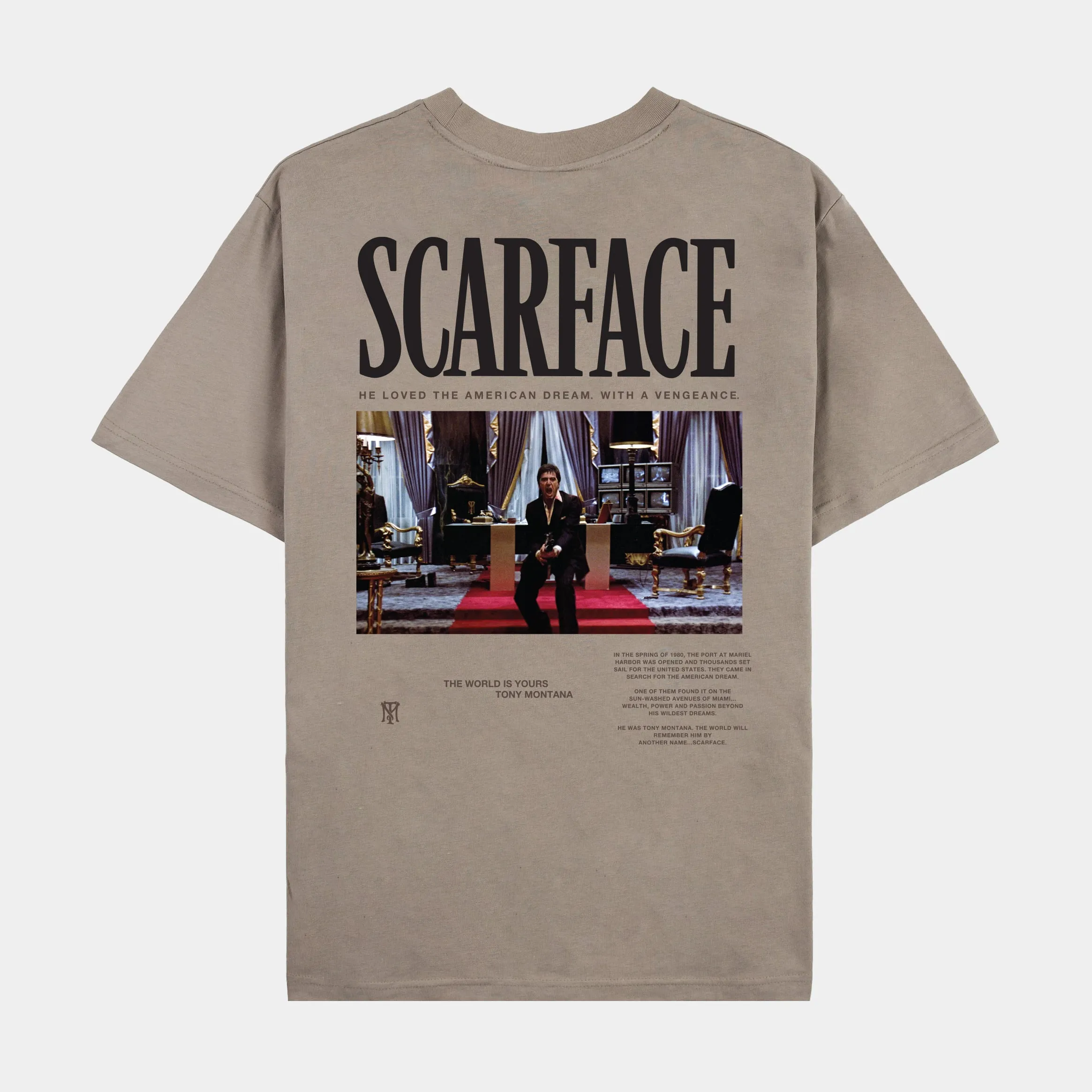 SP x Scarface Day At The Office Mens Short Sleeve Shirt (Taupe)