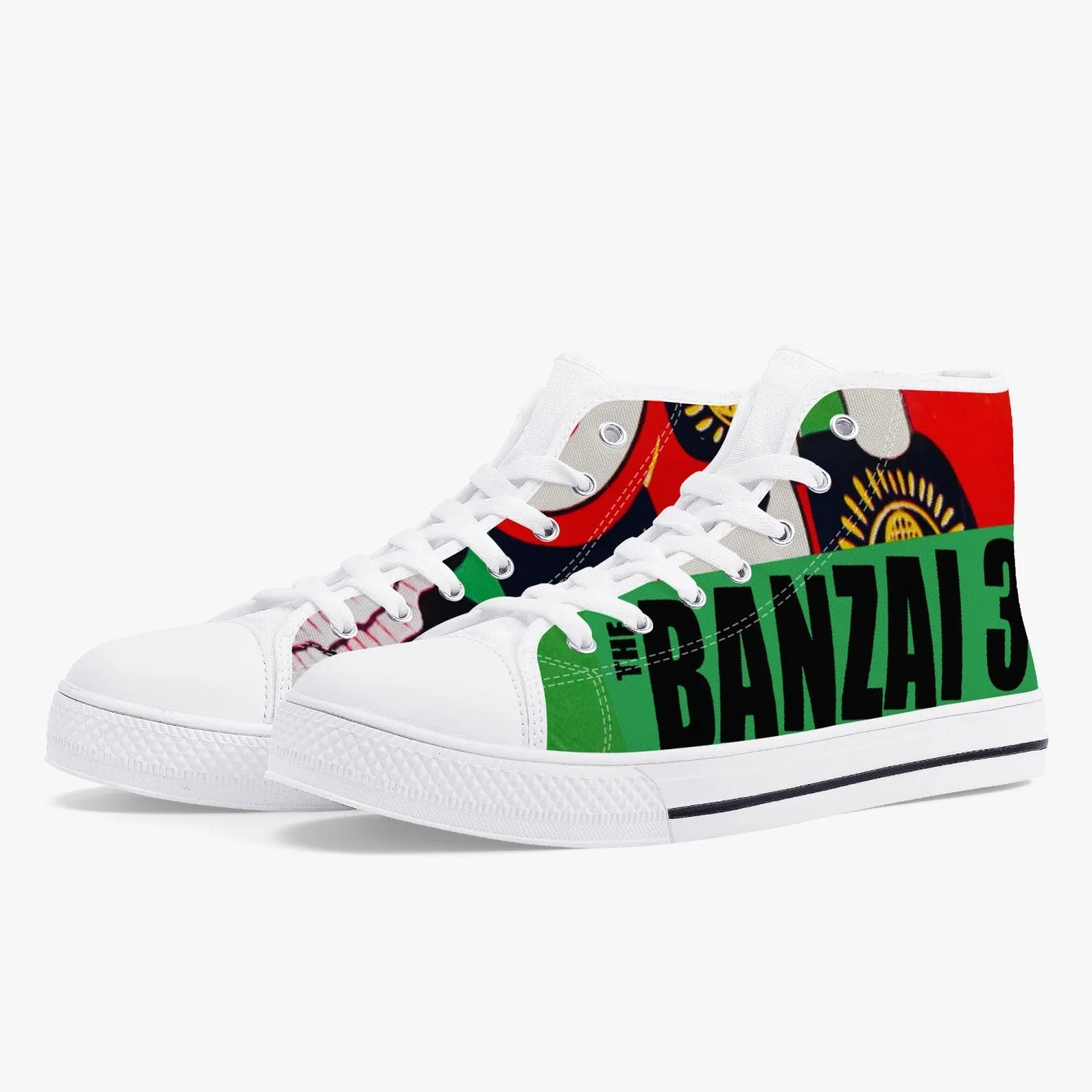 The Banzai 3 Dual Language Classic High-Top Canvas Shoes - White