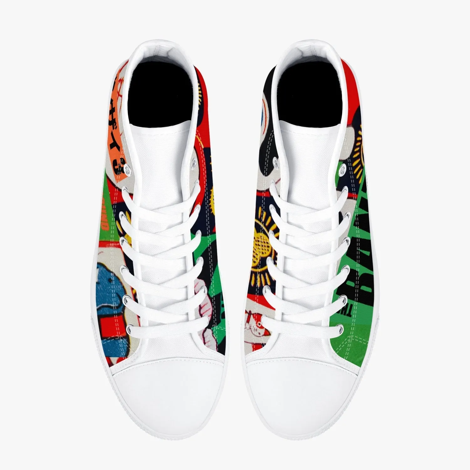 The Banzai 3 Dual Language Classic High-Top Canvas Shoes - White