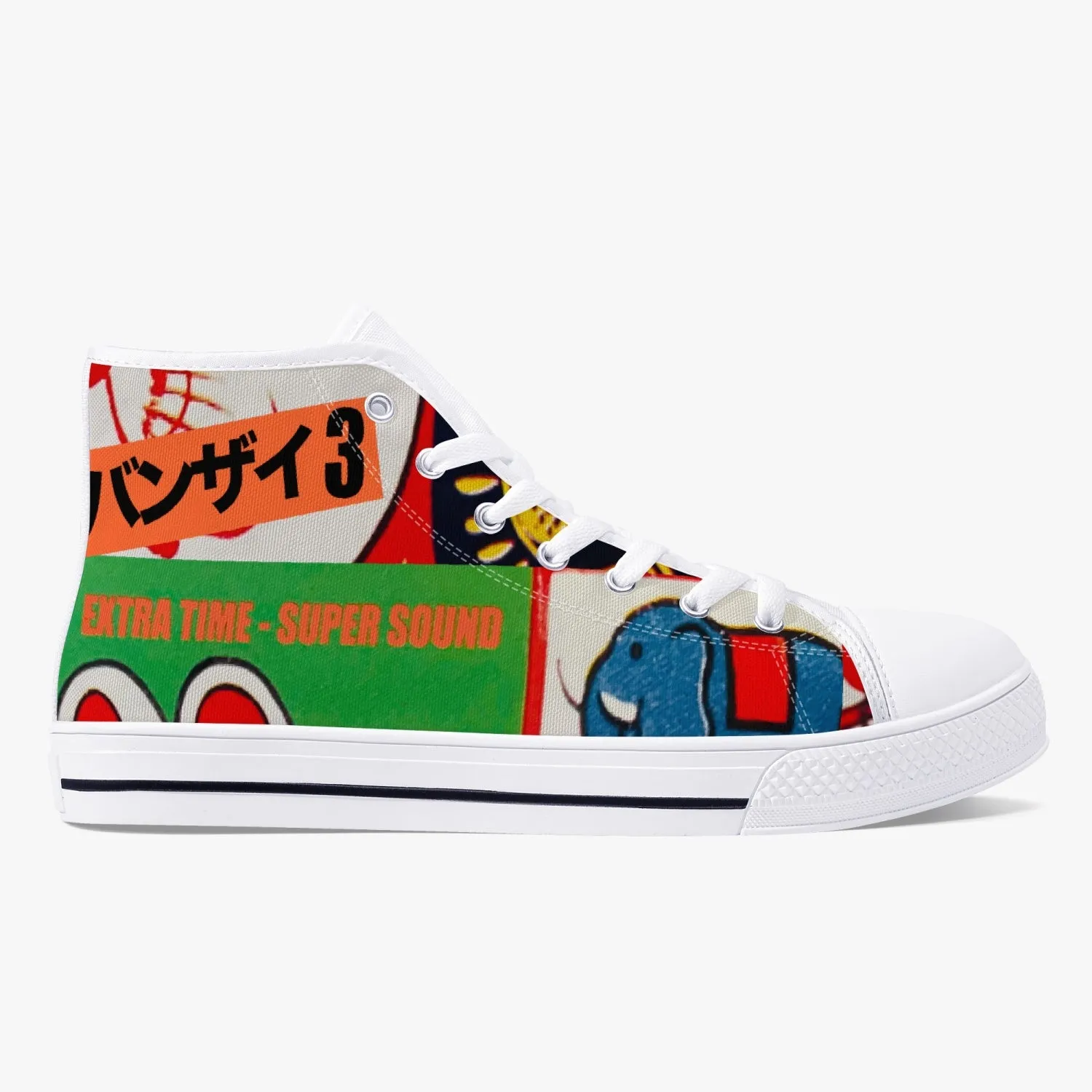 The Banzai 3 Dual Language Classic High-Top Canvas Shoes - White