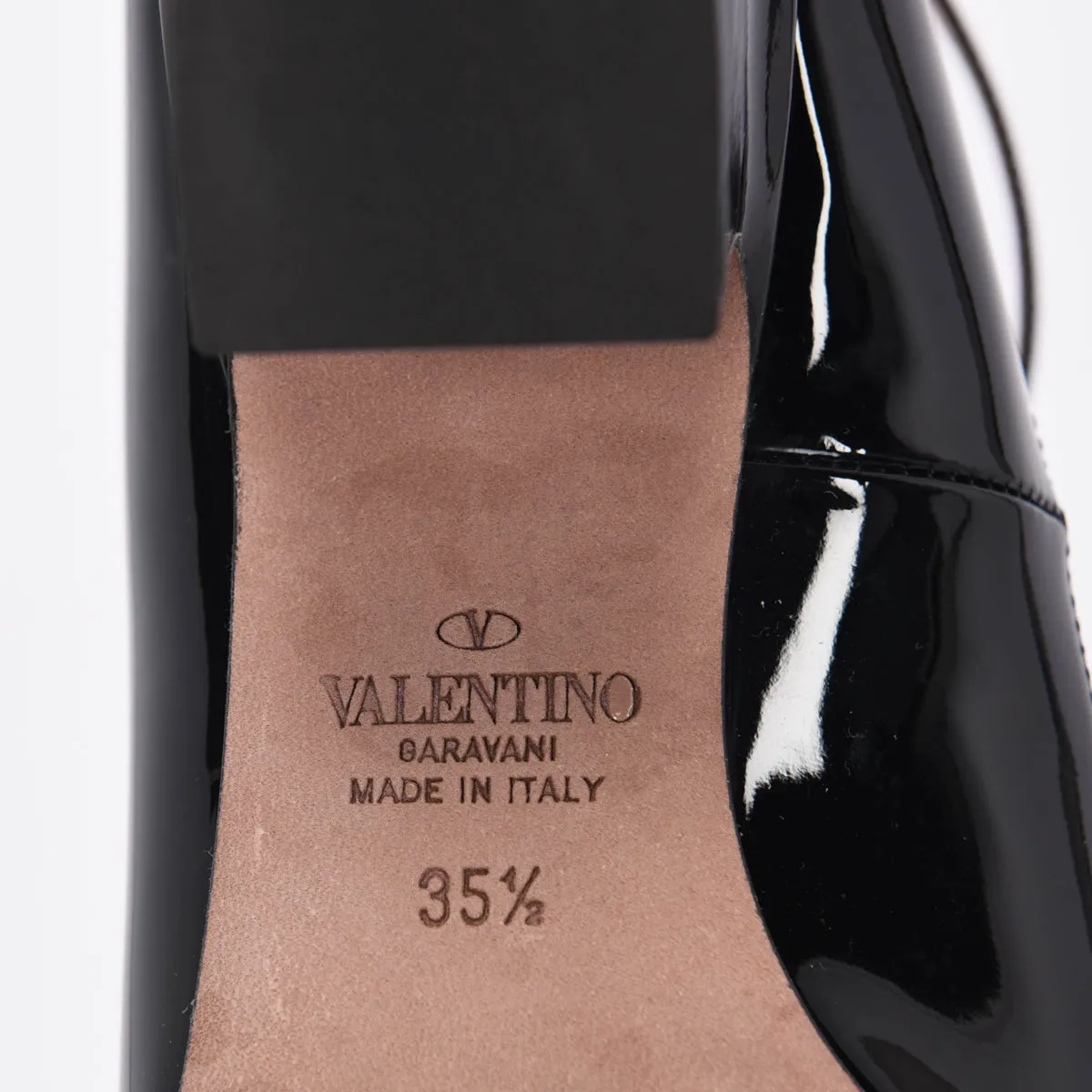 Valentino Black Patent Tan-Go Square Pumps 35.5