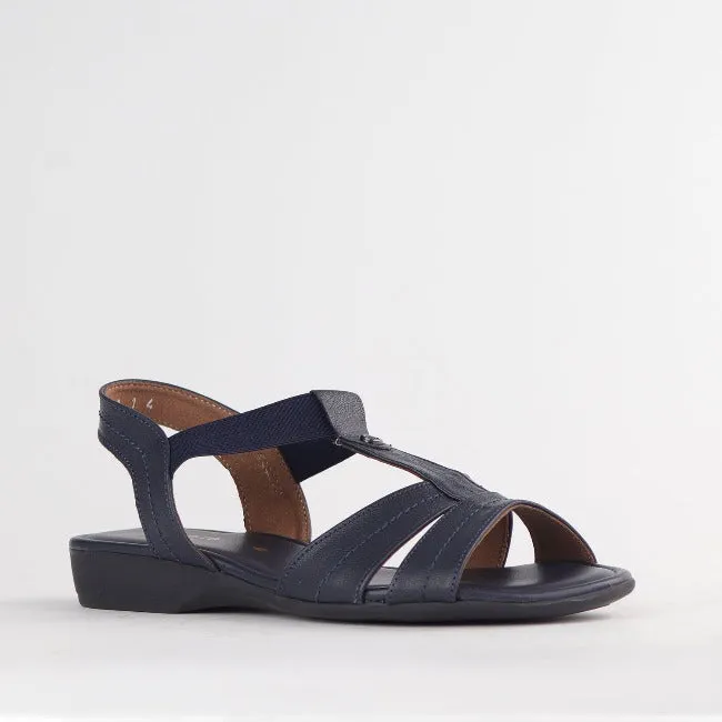 Wider Fit Slingback Flat Sandal in Navy - 11016