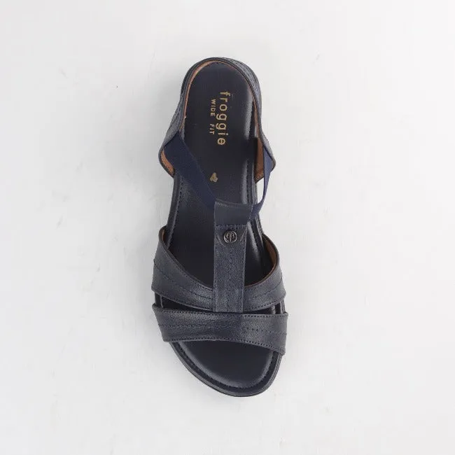 Wider Fit Slingback Flat Sandal in Navy - 11016