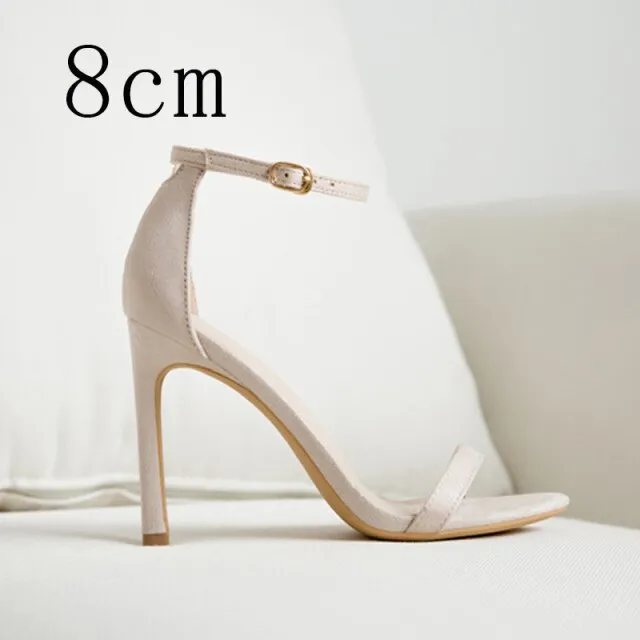 Women Sandals Shoes High Heels Leather Peep Toes Buckle Strap Woman Party 2021 Spring Summer Fashion New Arrival Size 34-39