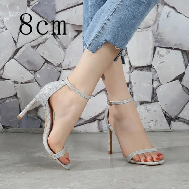 Women Sandals Shoes High Heels Leather Peep Toes Buckle Strap Woman Party 2021 Spring Summer Fashion New Arrival Size 34-39