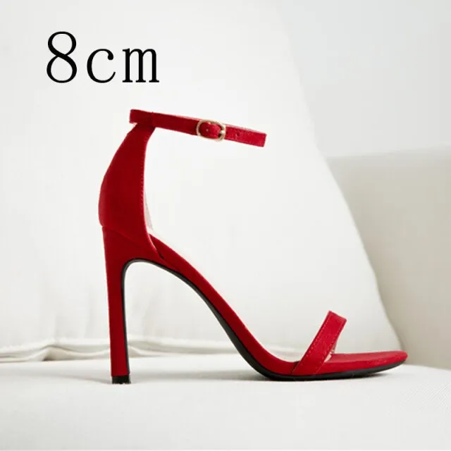 Women Sandals Shoes High Heels Leather Peep Toes Buckle Strap Woman Party 2021 Spring Summer Fashion New Arrival Size 34-39